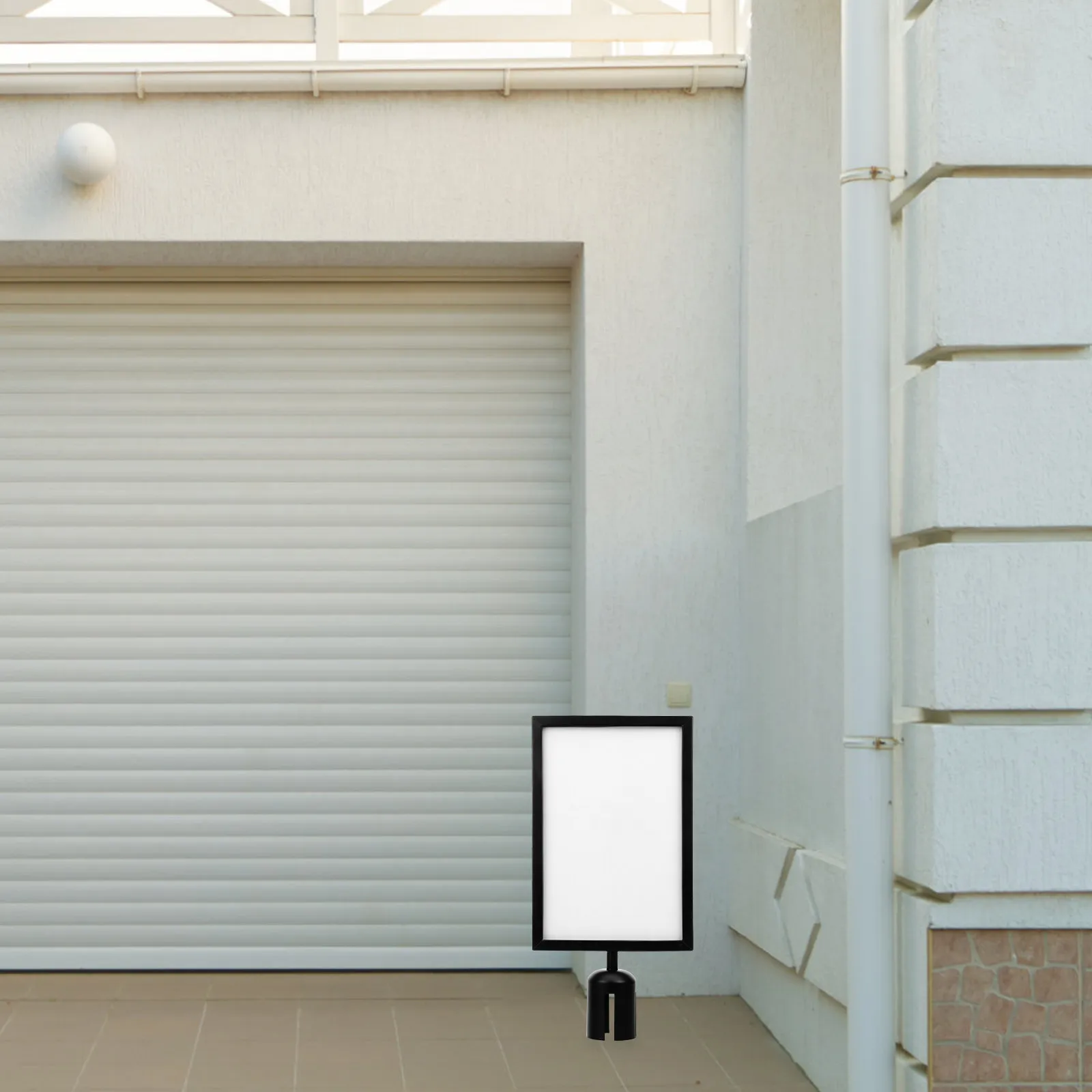 

Stanchion Sign Holder Vertical A4 Portrait Frame Stainless Steel Crowd Control Queue Barrier Post Top Display for Airports