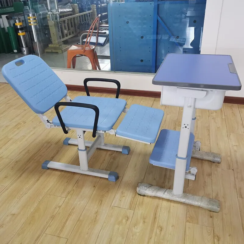El ajuste multiengranaje escolar puede tumbarse, taburete de mesa plana de clase, juego de mesa y silla elevadora para almuerzo, función multiusos