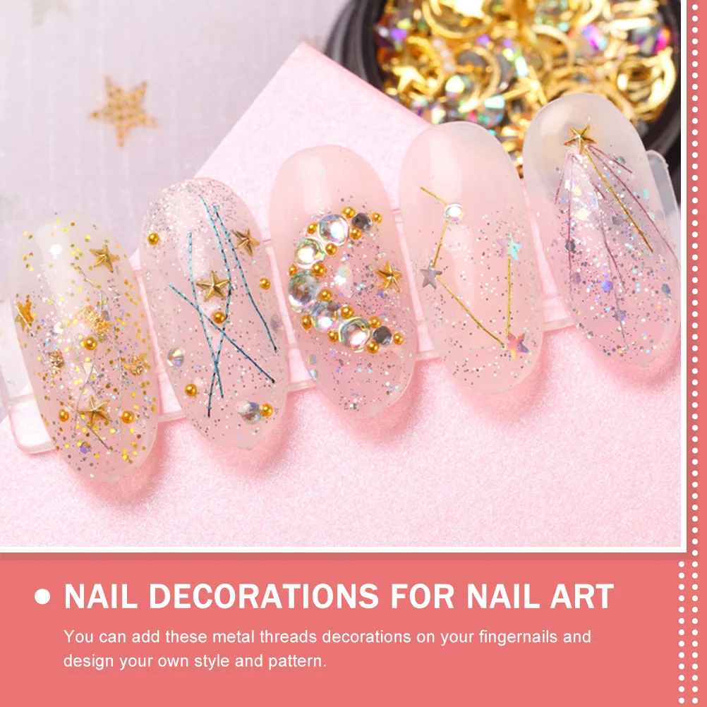 

16pcs Gold Striping Wire For Diy Manicure Shiny Nail Charms Metal Thread Design Tool Nail Decorations