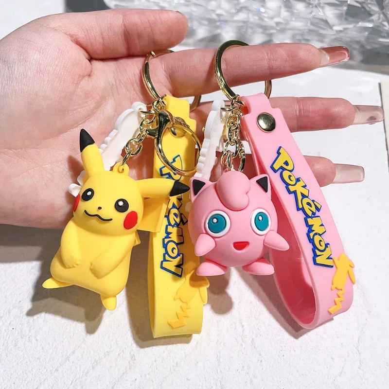 Pokemon Keychain Pendant Pikachu Charmander Snorlax Squirtle PVC Anime Action Figure Fashion Bag Key Ring Birthday Gifts Toys