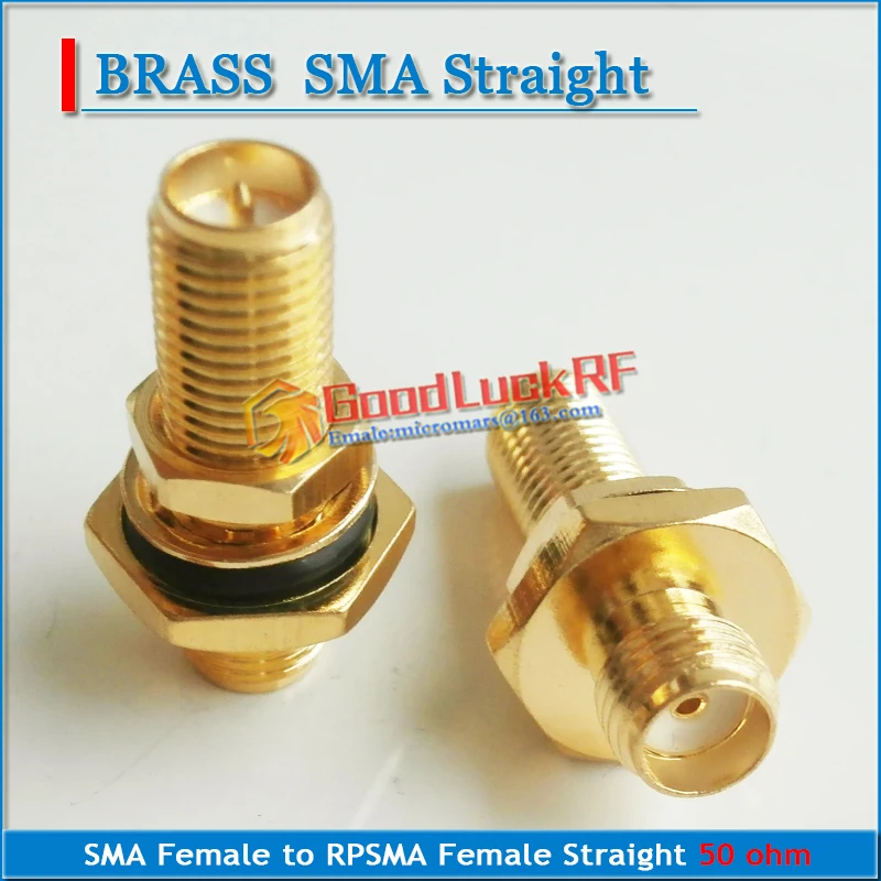 1X Pcs SMA Female To RP-SMA RPSMA RP SMA Female Plug O-ring Washer Bulkhead Panel Mount Nut Gold Plated Brass RF Connector