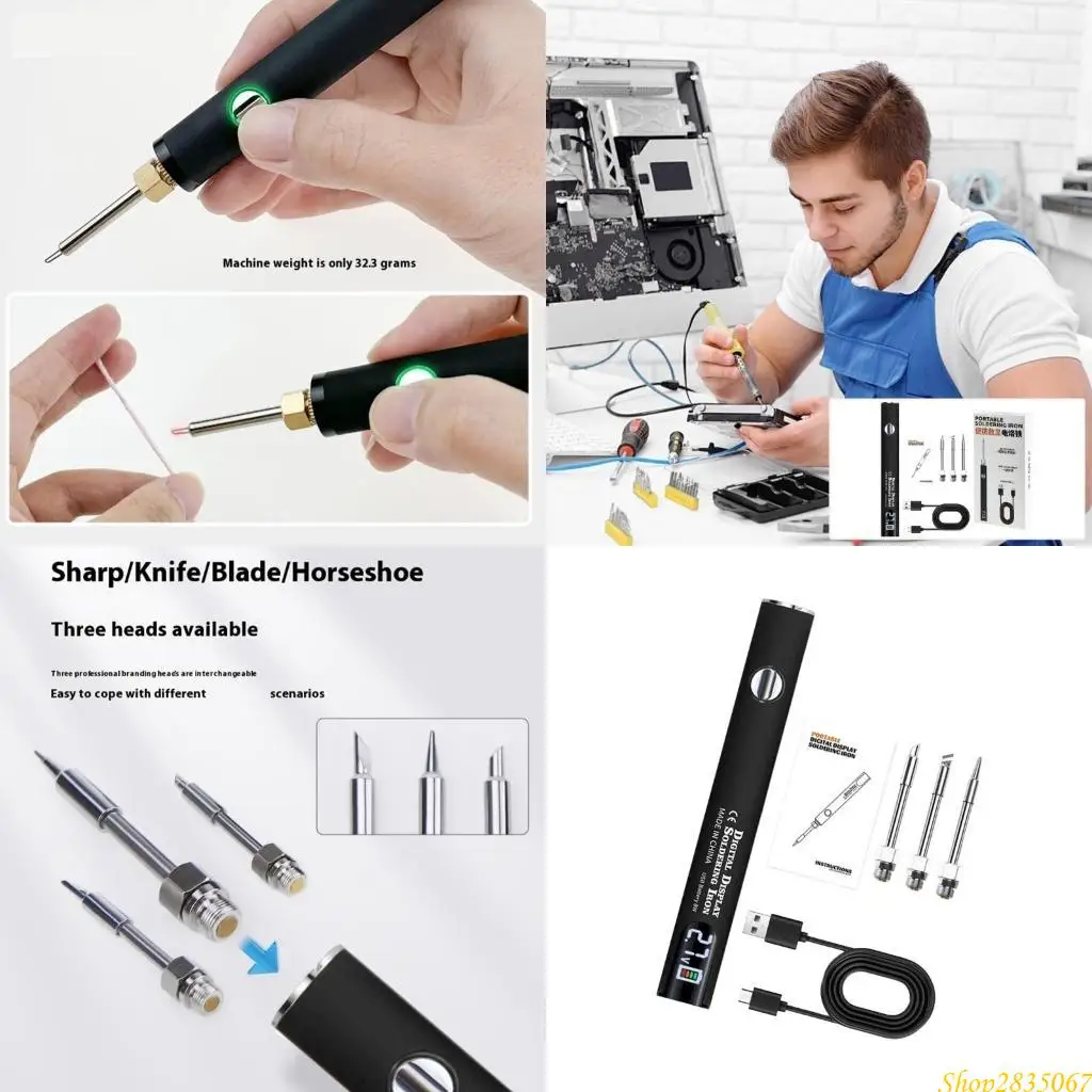 Portable Soldering Tool Set Including 3 Interchangeable Tips and Temperature Control Suitable For Circuit Board Welding 831F