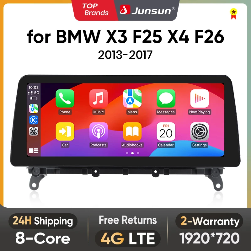 Junsun-Autoradio sans fil Android Auto, 4G, EpiWiFi, Écran IPS, Limitation GPS, CarPlay pour Apple, BMW Bery F25, Tage F26, 2013-2017