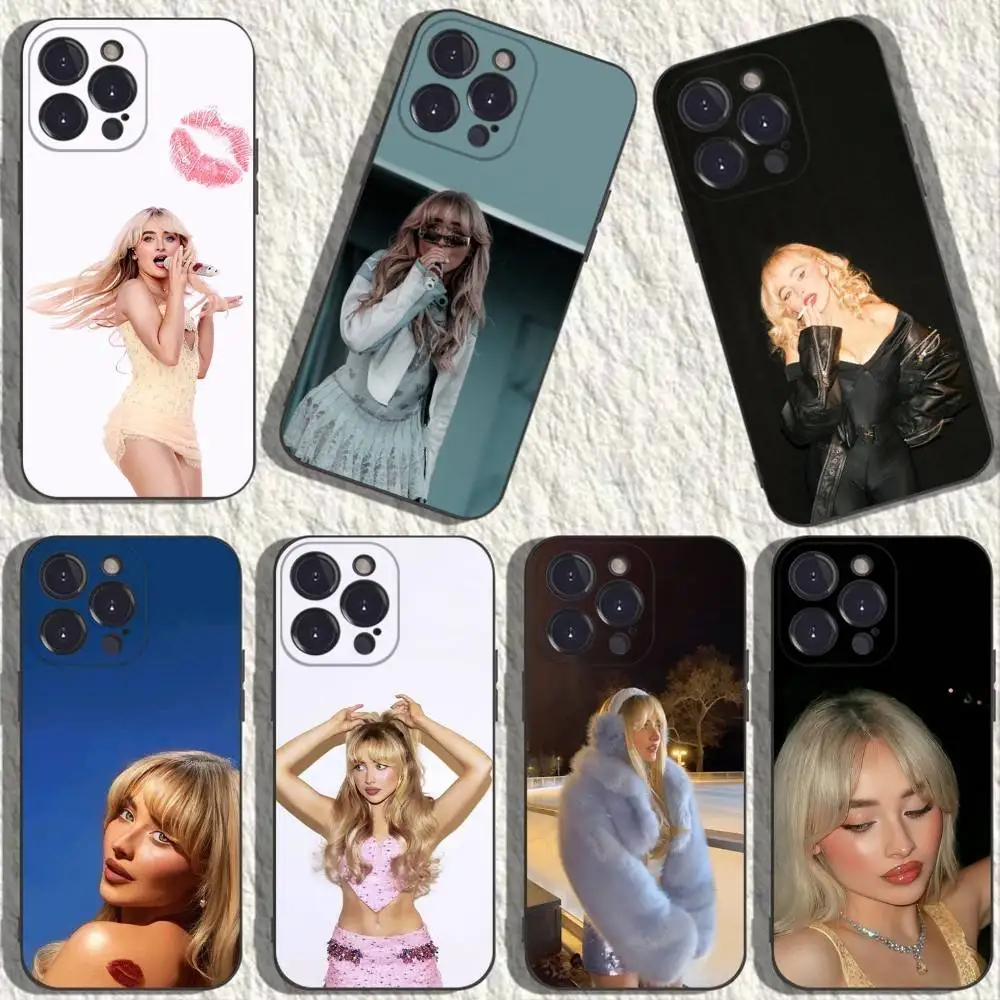 

Singer S-Sabrina C- Carpenter Phone Case For iPhone 16,15,14,13,12,11 Plus,Pro Max,XS,X,XR,SE,Mini,8,7,Soft Silicone Black Cover