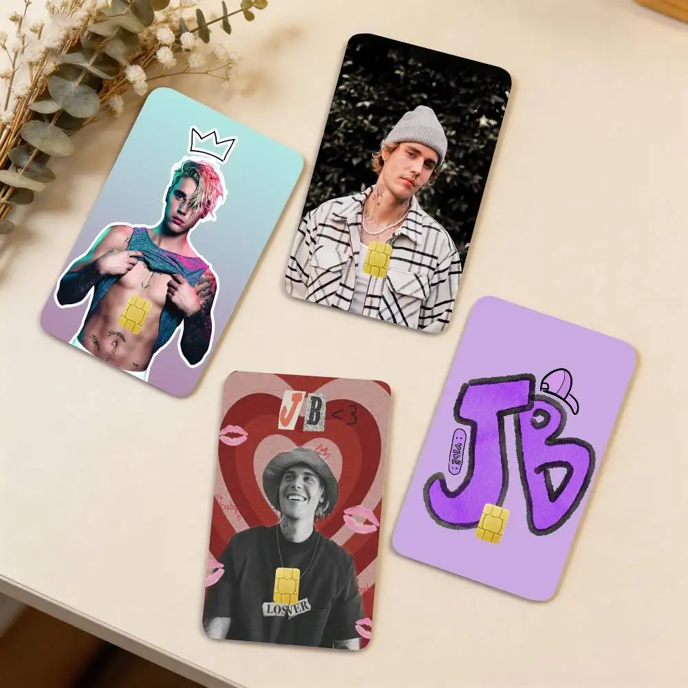 

Singer cool J-Justin Bieber 4pcs 1Set Card Stickers Small Waterproof Chip 4PCS Card Sticker Anti-Scratch