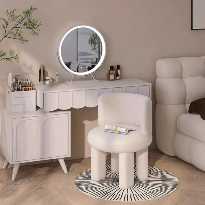 Cream Wind Dresser Makeup Chair Nordic Single Modern Minimalist Ins Bedroom Luxury Princess Round Chairs Living Room Furniture