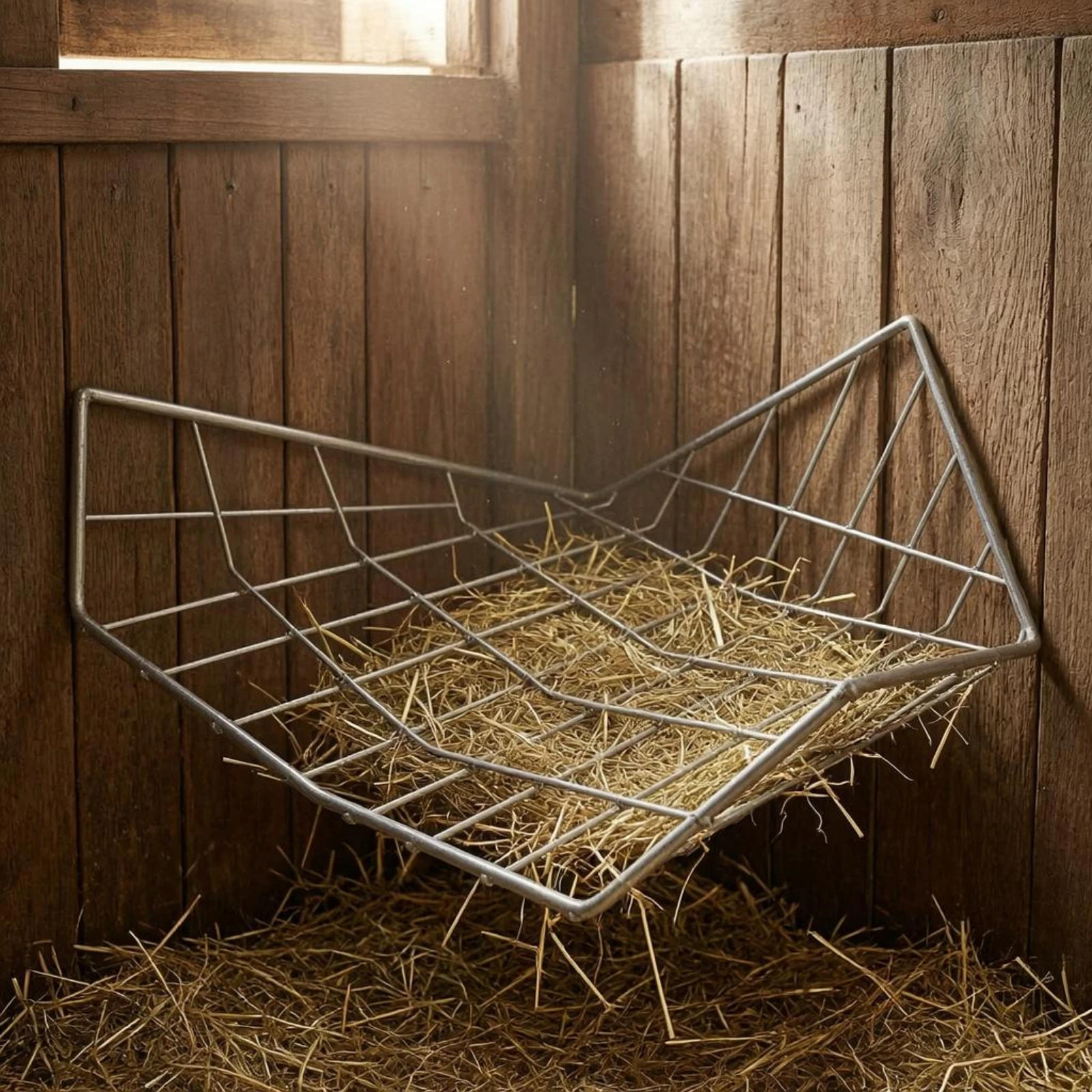 Triangular Hay Rack Steel Metal Hay Rack Exposed Metal Frame Moisture Reducing for Stable