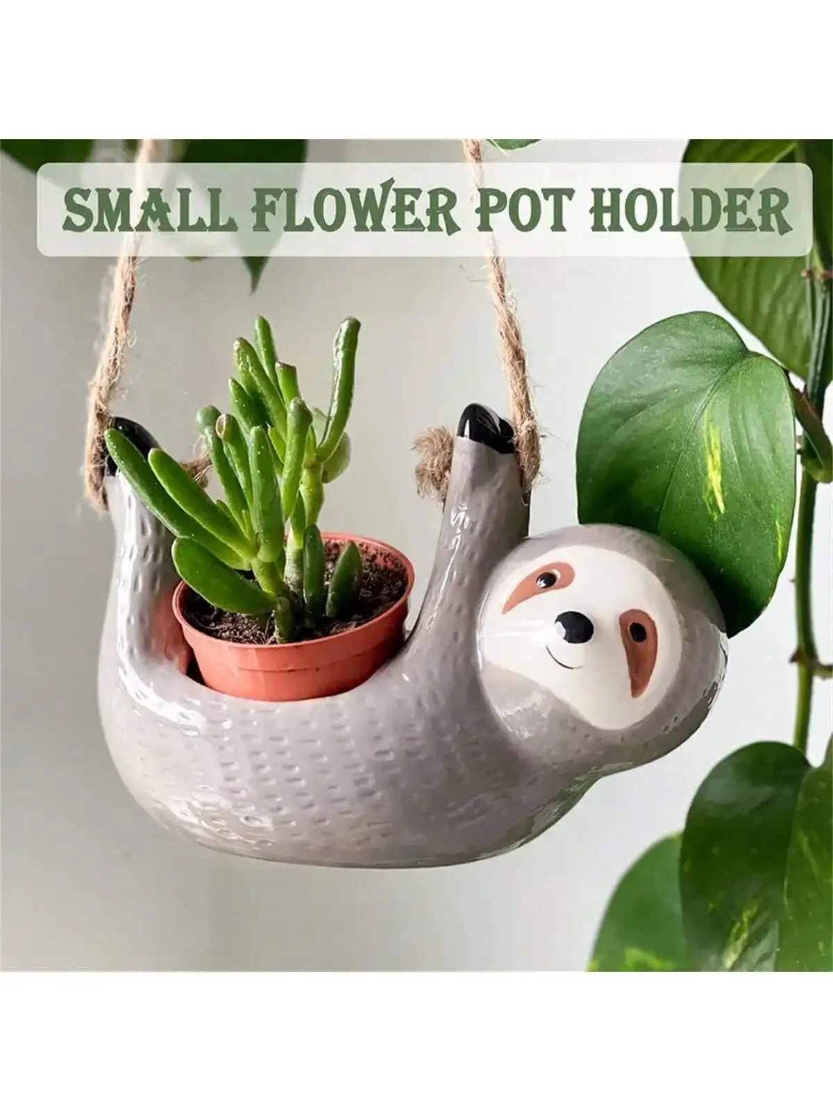 1 Pack, Hanging Planters Pots Indoor For Succulent Air Plants Cactus Ceramic Cute Flower Pot Holder Outdoor Gardening Gifts For
