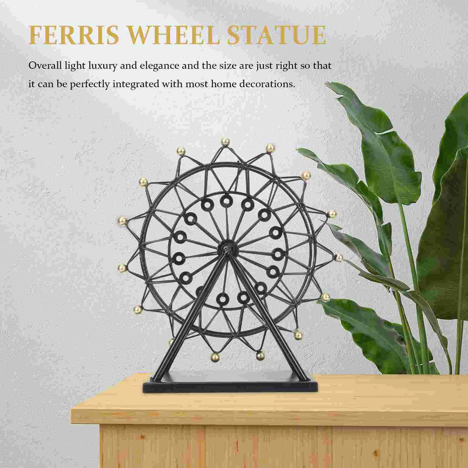 Iron Ferris Wheel Bedroom Decoration Statue Home Modern Decorative Objects Desktop Ornament Office