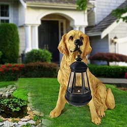 GoldenRetriever GermanShepherd  Rottweiler,Statue Outdoor with SolarLed Home GardenDecoration Windproof Lamp RealisticDog Decor
