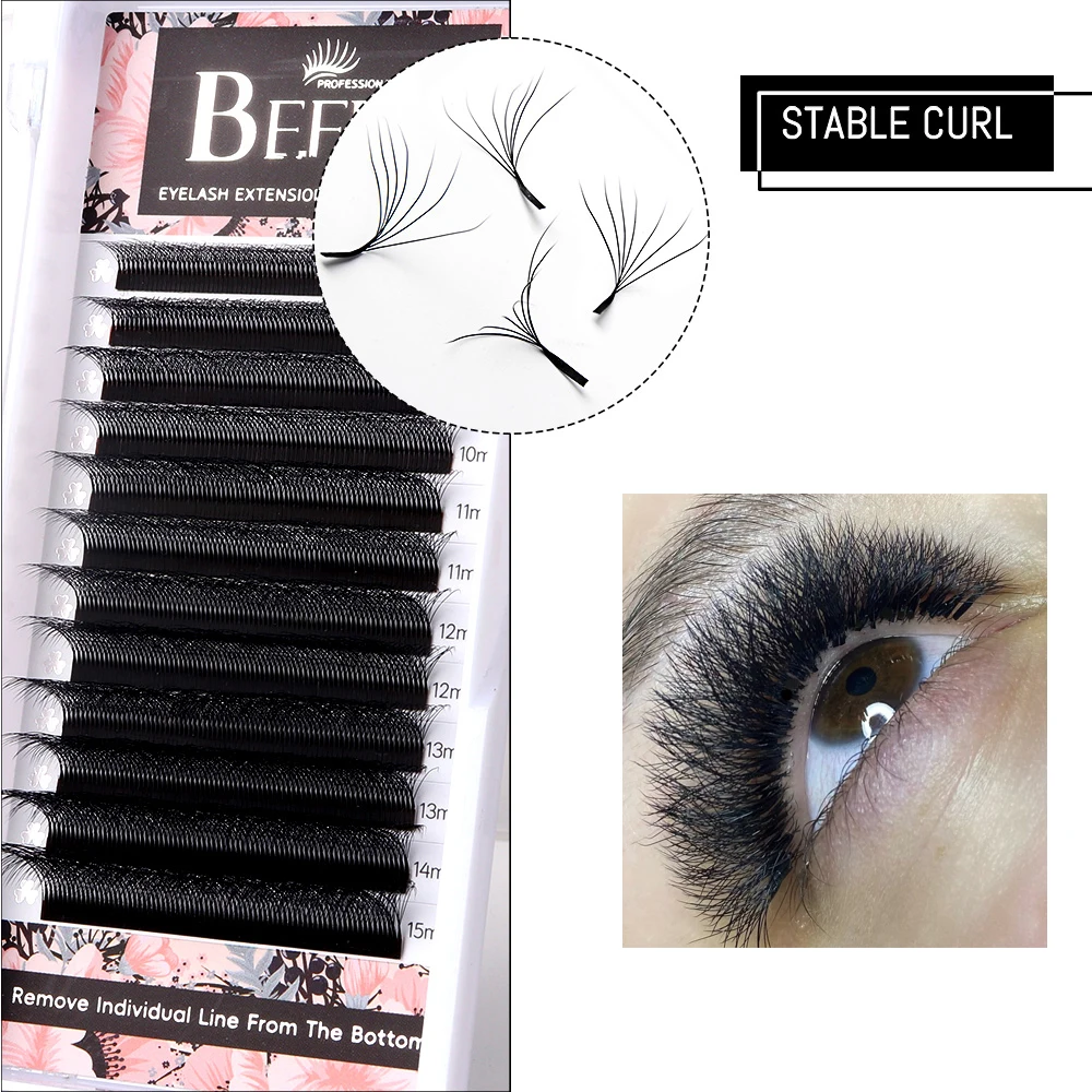 Befer 7D W Eyelash Extension C/D 7D W Lashes Extensions Natural Fake Eyelashes Volume High Quality Russian Eyelashes Wholesalers