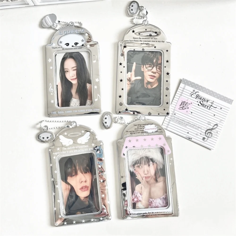 New 3 Inch Kpop Photocard Holder Picture Display Pendant Idol Photo Frame PVC Silver Card Holder