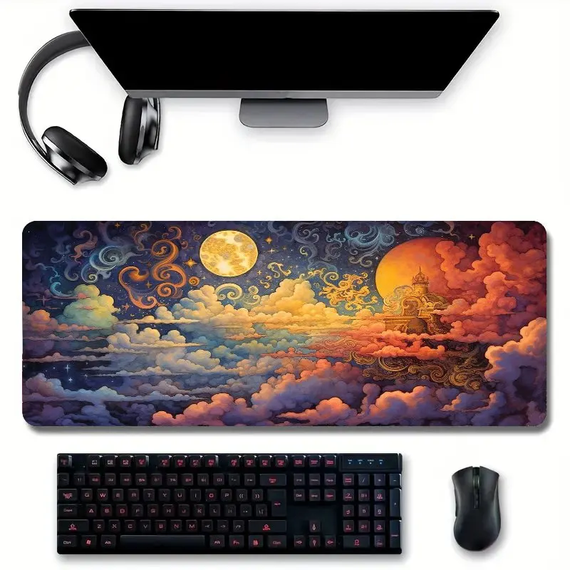 سحابة النفط اللوحة مسند الماوس حصيرة مكتبية كبيرة الألعاب الرياضة الإلكترونية مكتب لوحة المفاتيح الكمبيوتر عدم الانزلاق هدية لصديقها صديقة #2