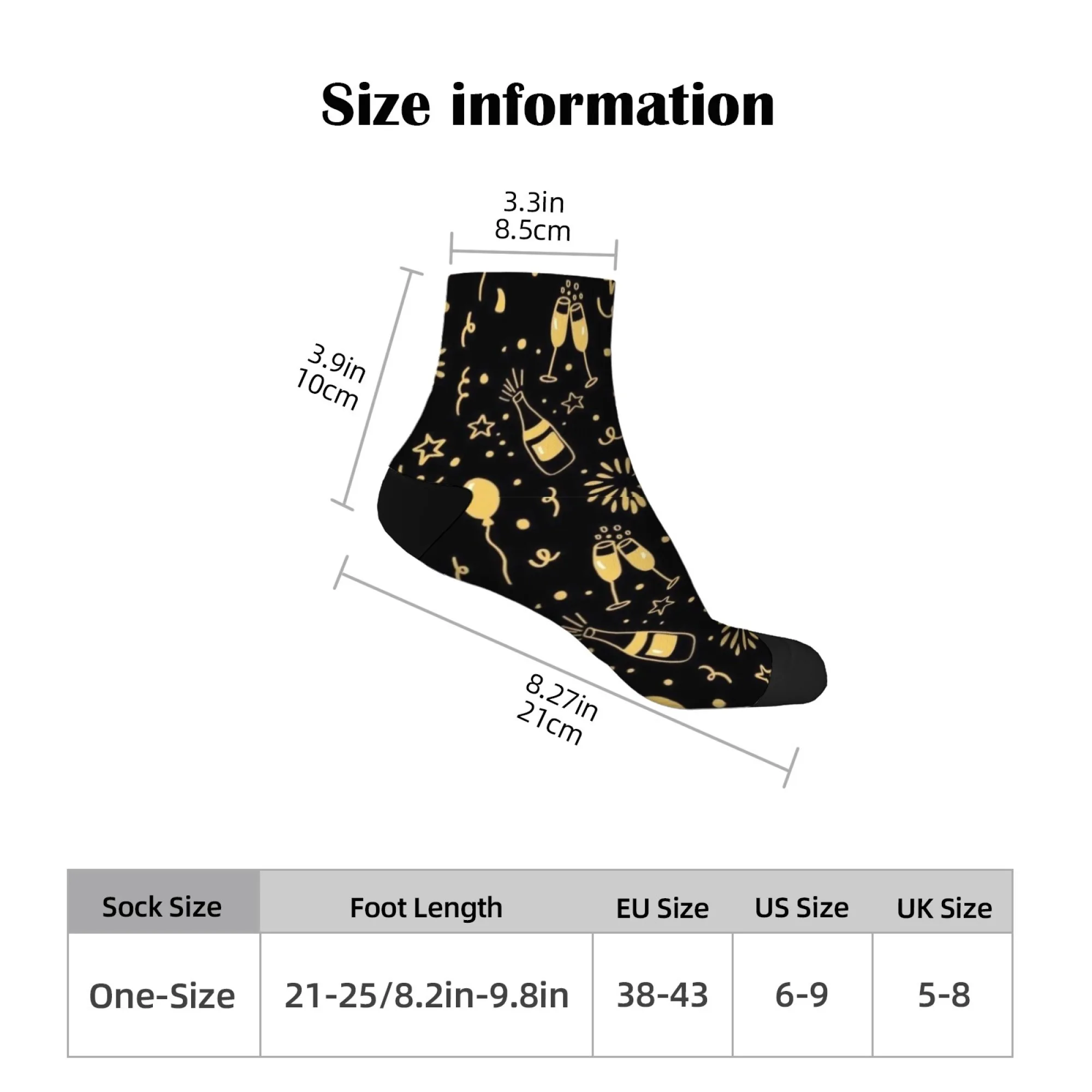 Firework balloon wine glass style men's short socks Novelty funny Crazy compression socks soft comfortable casual hip hop