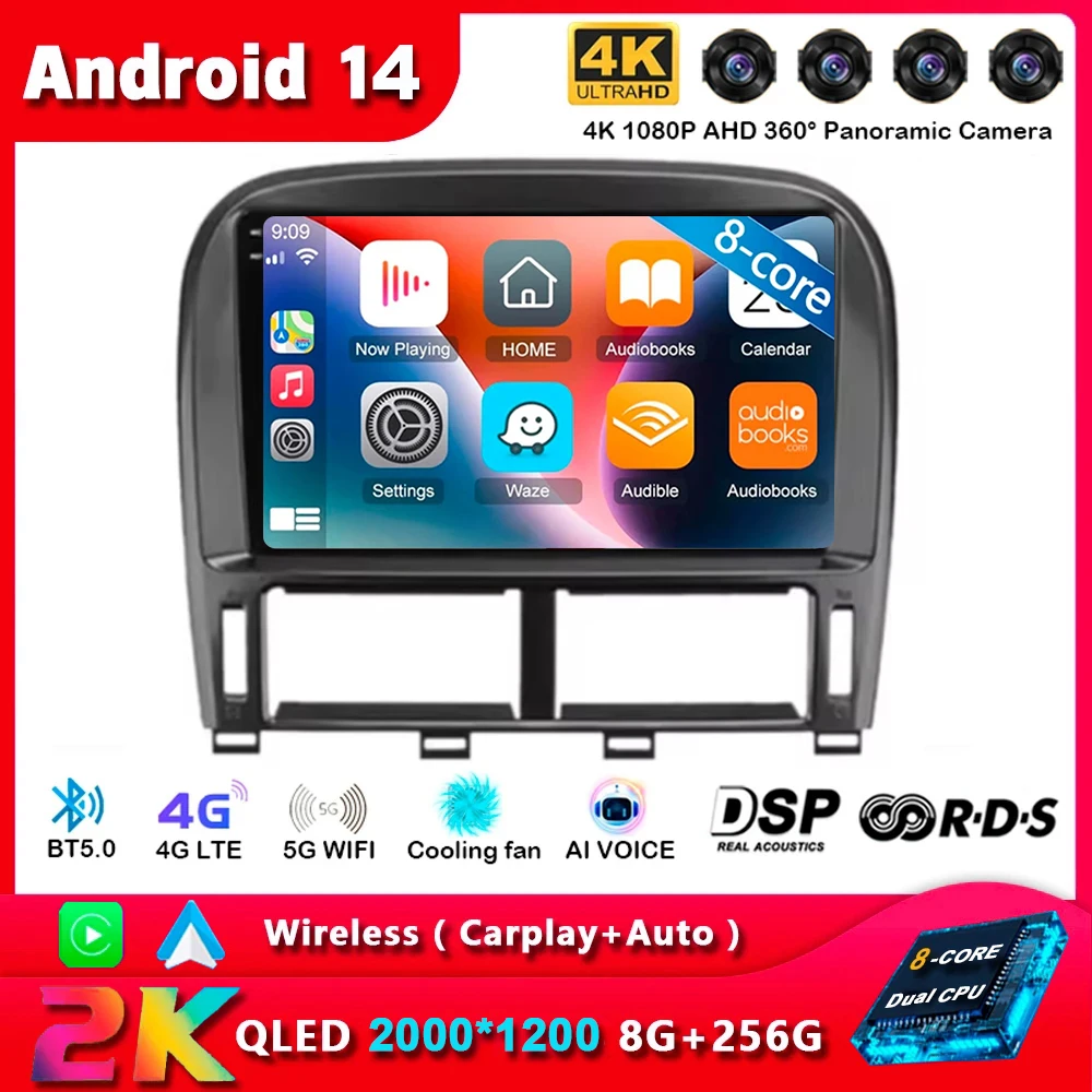 Android 14 Lexus Ls430 Xf30 Ls 430 2000 - 2006 Voor Toyota Celsior Xf30 Multimedia Gps Speler GPS Navigatie Auto Radio Carplay