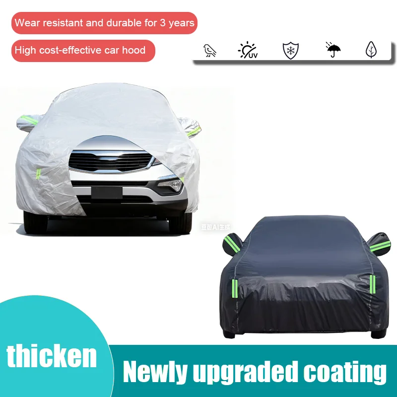 For 2010-2024 Kia Sportage, we offer a thickened car cover that provides protection against wind, snow, rain, hail, and sunshine