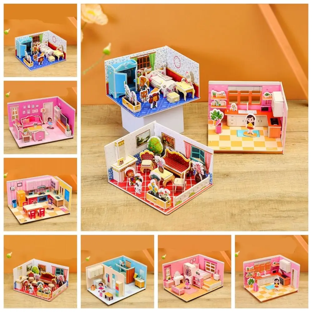 

Fashion Paper 3D Paper Puzzle Room DIY Educational Three-dimensional Boys Girls Toys Assemble Gift Room Construction