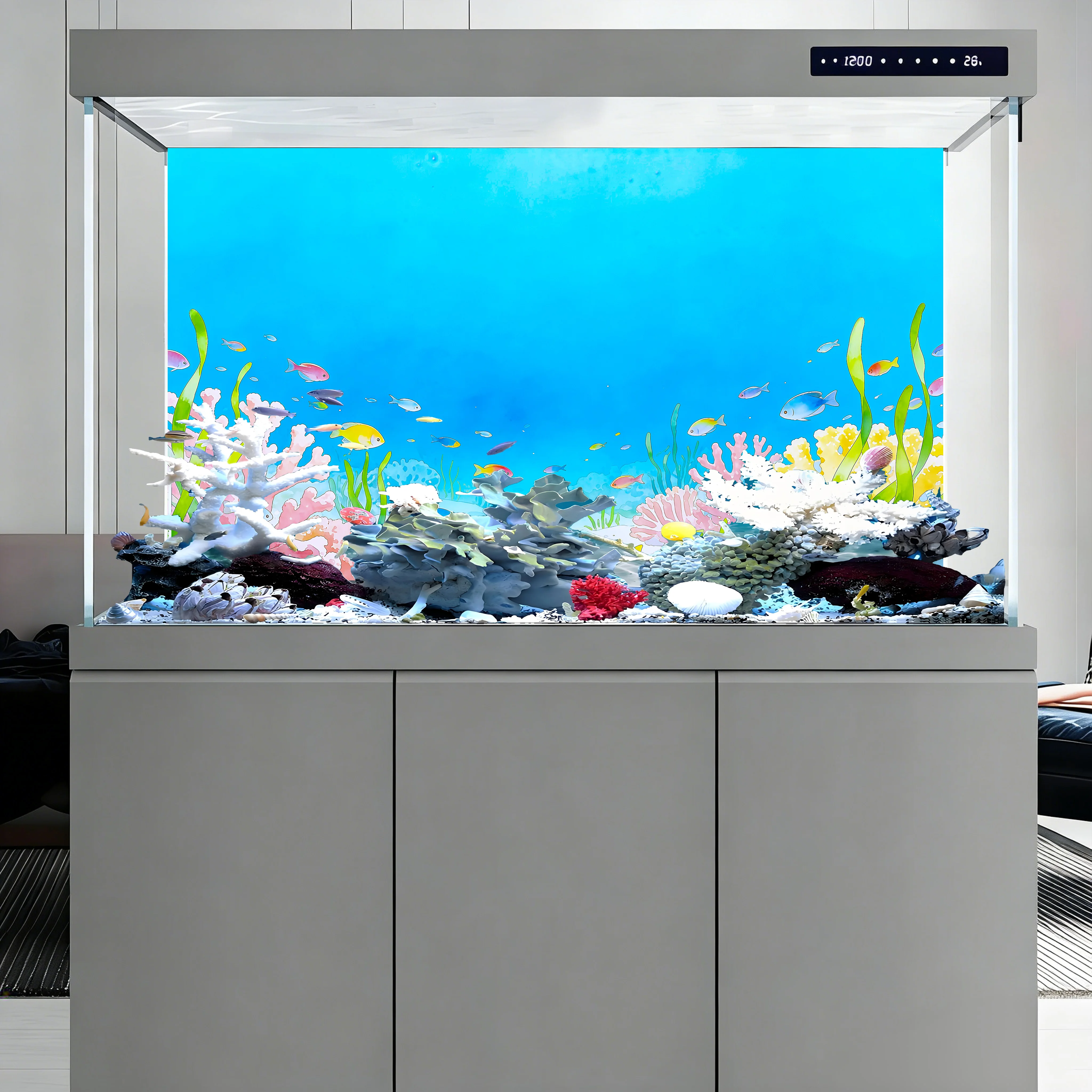 Flussbett-Treibholz, Aquarium-Hintergrundbild, Aquarium-Hintergrundaufkleber, Selbstklebend, Aquarium-Landschaftsgestaltung Dekor – Detail 39