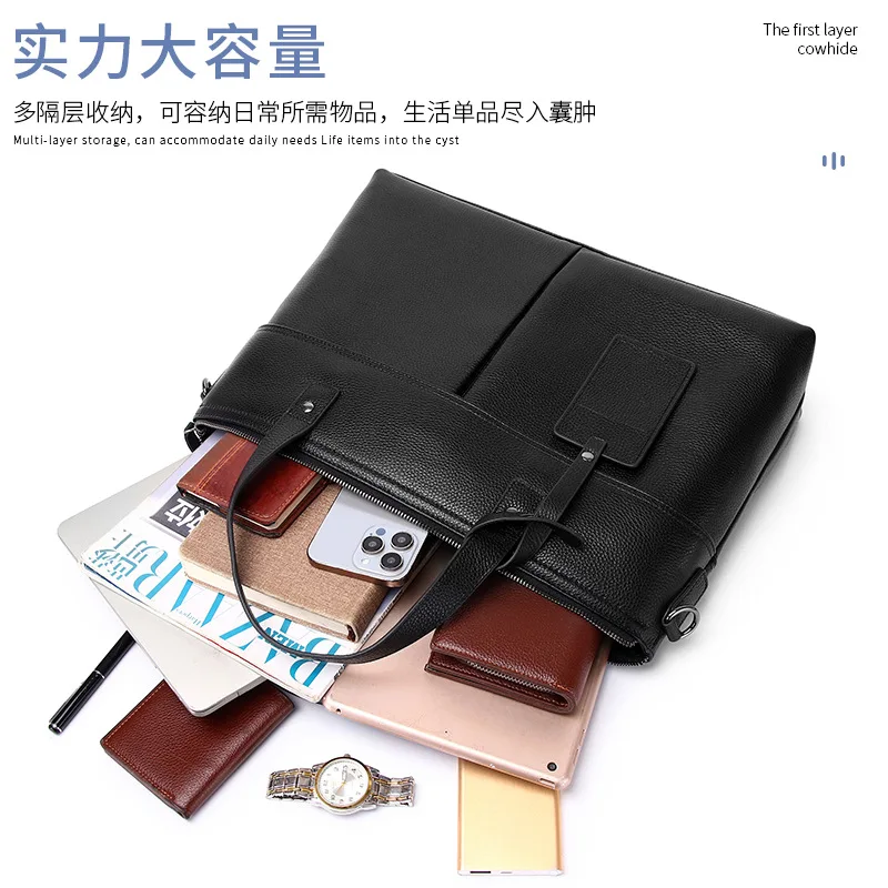 حقيبة يد بكتف واحد للرجال 2025 جديد مكتب السفر ركاب حقيبة رجالية فاخرة حقيبة جلدية أصلية حافظة أعمال موجزة #2