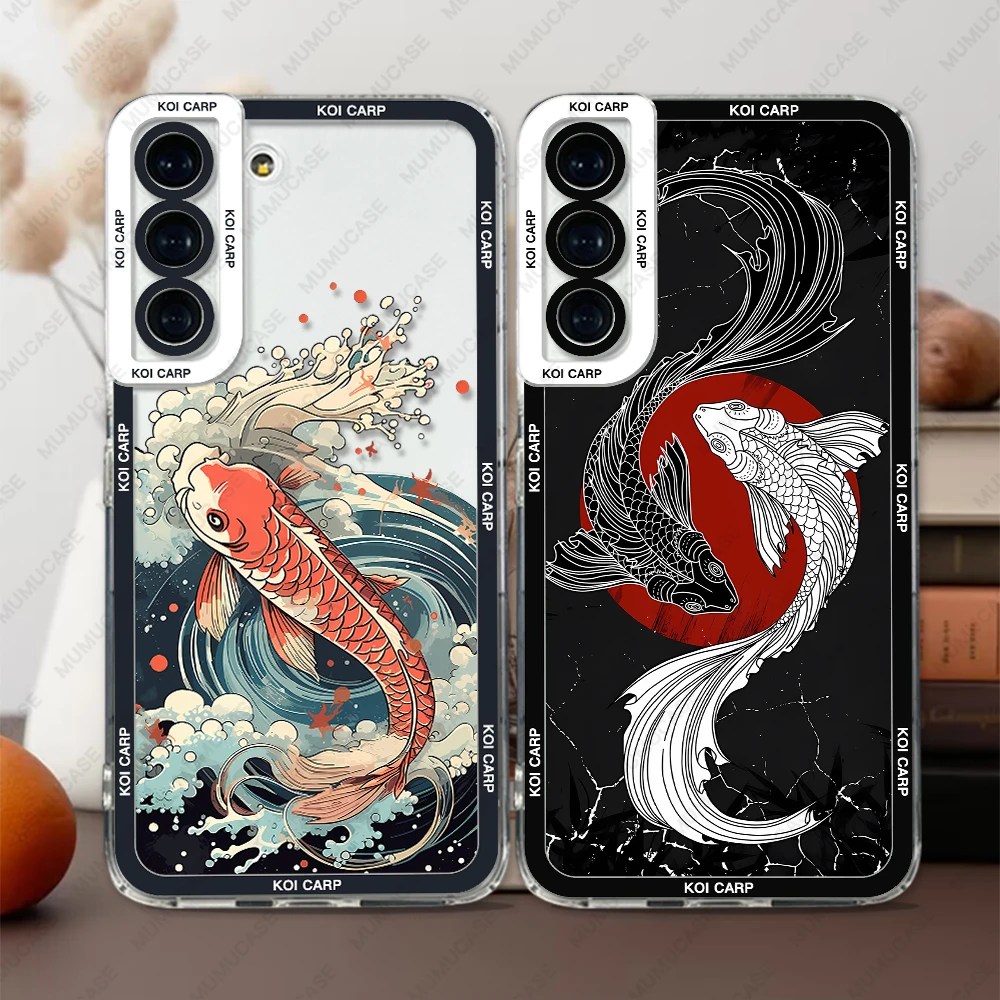 Case For Samsung Galaxy S24 S20 S21 FE S22 S23 Ultra A32 A33 A50 A52 A53 A73 A54 A14 Soft Cover Koi Carp