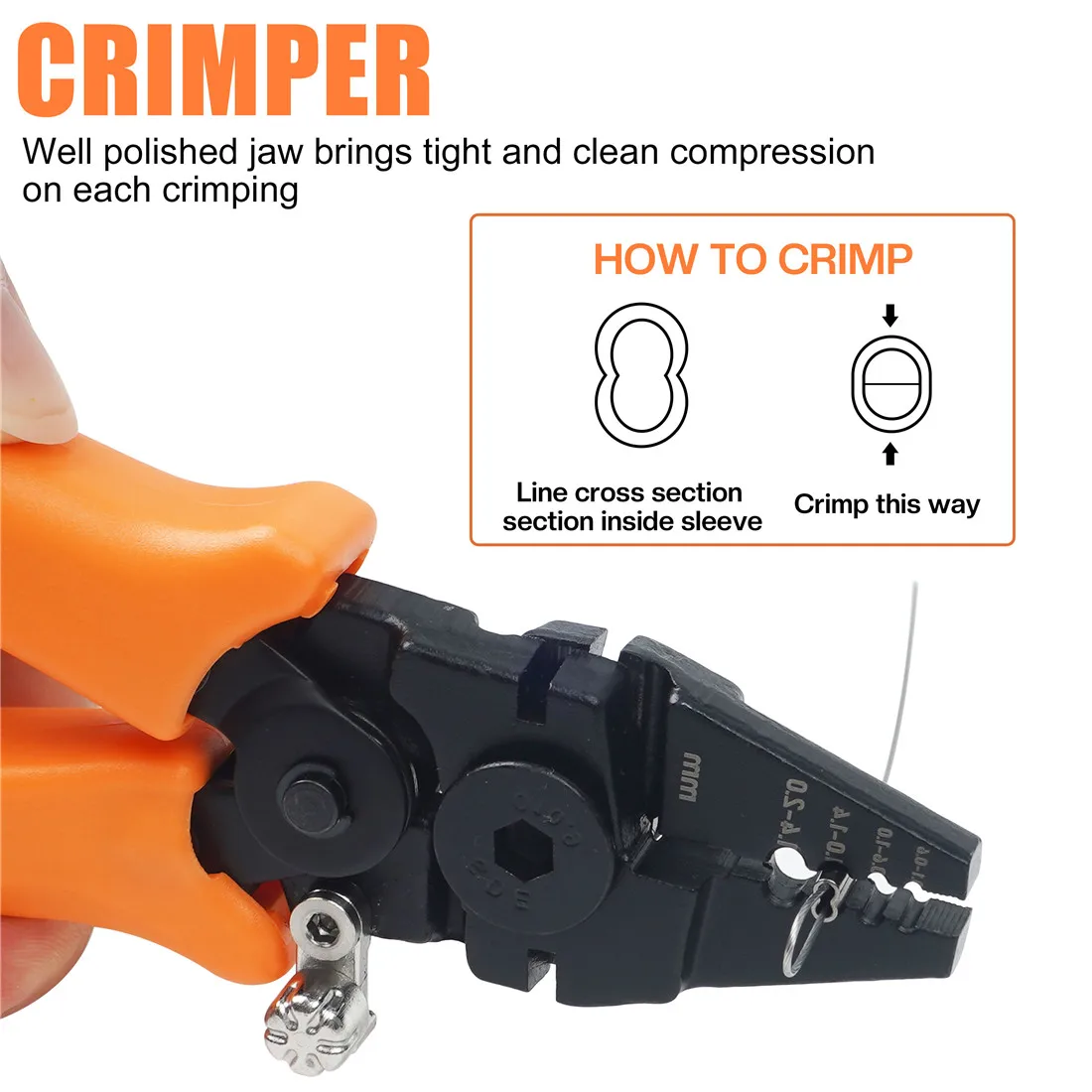 Crimpers for Fishing Crimping Pliers Crimping Tool with Wire Cutter Fishing Line Wire Rope Leader Crimp Loop Sleeve Fishing Gear