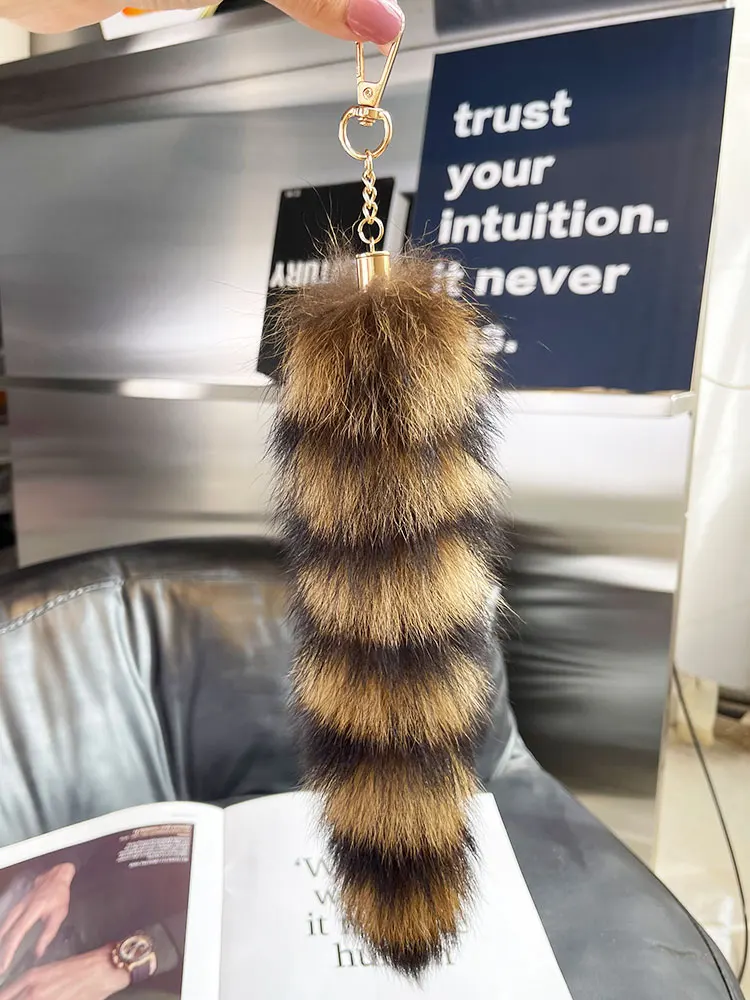 لطيف الثعلب-راكون الذيل المفاتيح الفراء قلادة مفتاح سلسلة أكياس مفاتيح سحرية-حامل زوجين Keyrings لحقيبة الظهر سيارة الديكور