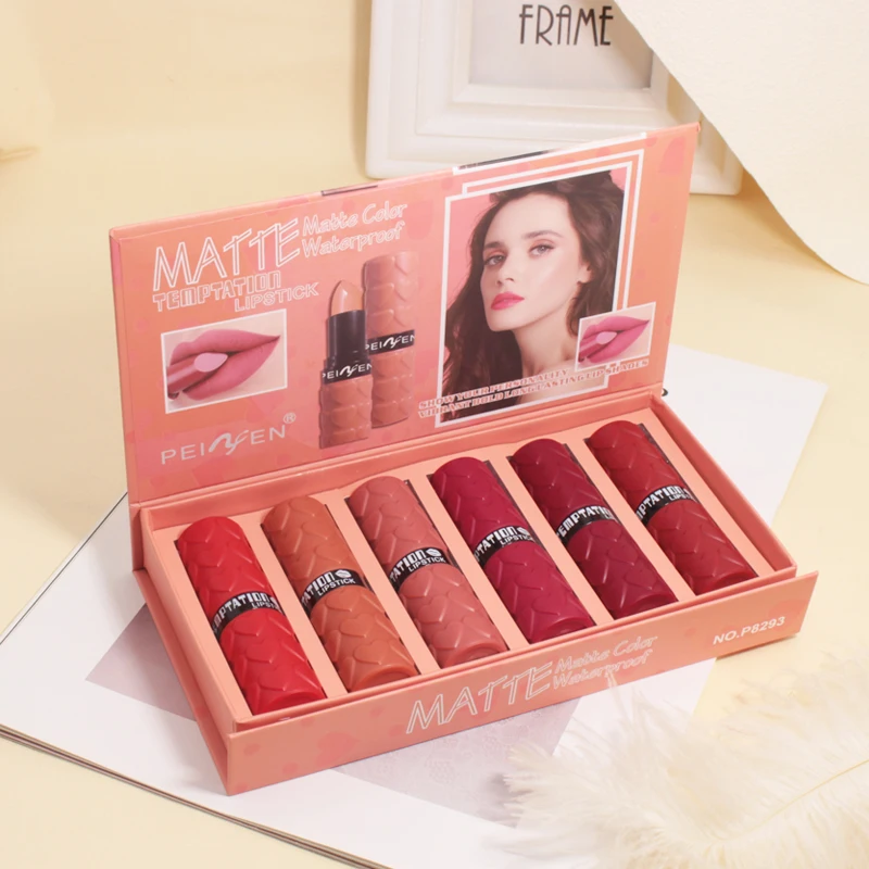 Matte Lipstick Set 6 Colors Velvet Smooth Nude Lip Stick, Long Lasting Moisturizing and Waterproof Non-Stick Cosmetic Gifts