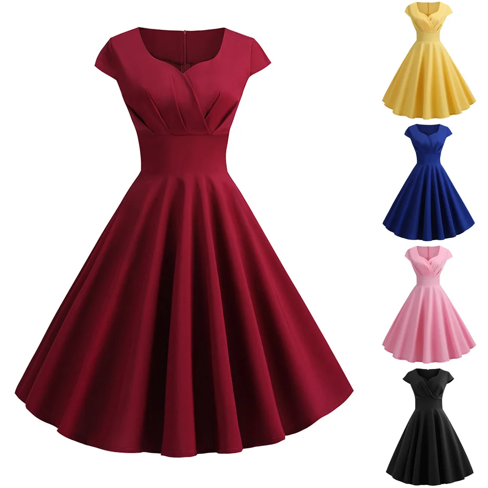 Mode offre spéciale femmes robe dames robes rétro doux balançoire robes Vintage années 50 confortable robe de soirée M-2XL