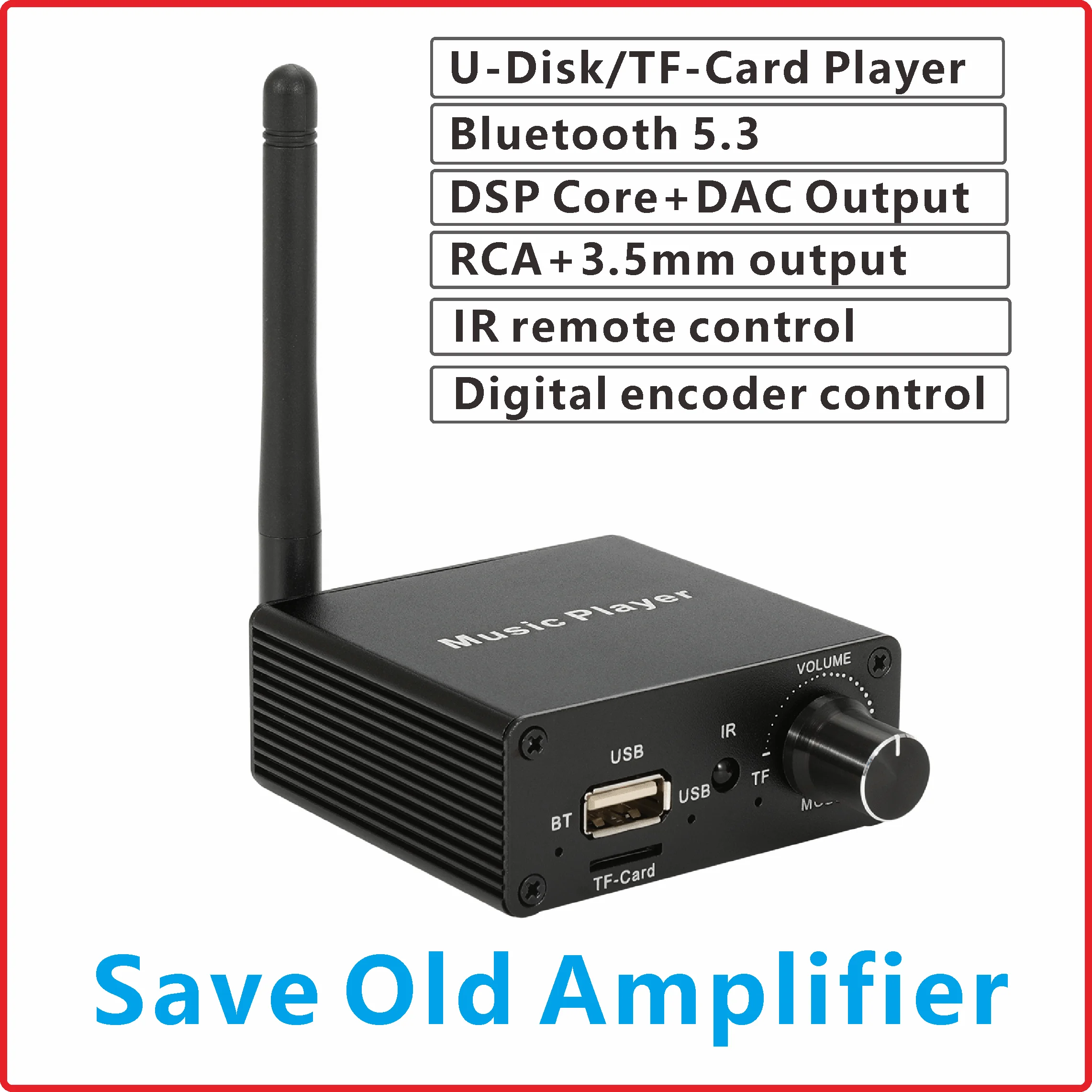 Bluetooth 5.3 Reciever for old Amplifier USB TF Music player LC3 AAC SBC Converter decoder  adapter