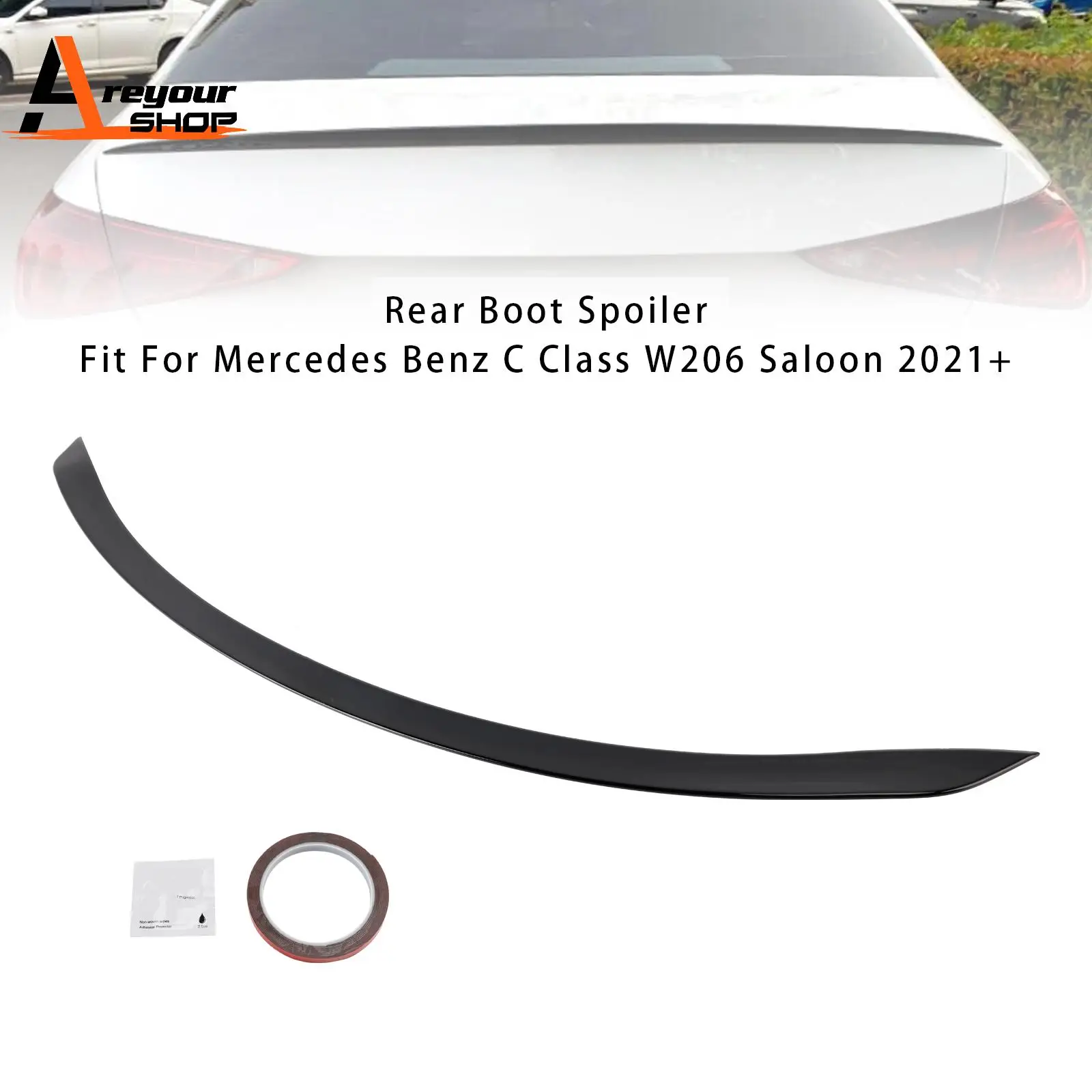 

Глянцевый черный задний спойлер для Mercedes-Benz C-Class W206 AMG C63 S Style 2021+