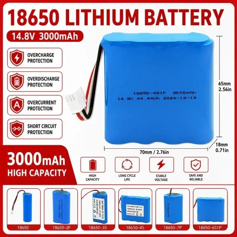 [NEW]  3pcs for 18650 Lithium Battery Pack 3.7V 7.4V 12V 14.8V 24V 36V Multi String Parallel Rechargeable Li ion Batteries