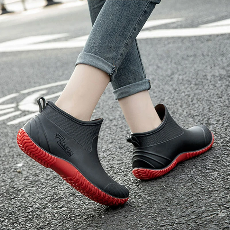 Rain Boots Women Waterproof Ankle Rubber Shoes Woman Working Garden Galoshes Comfort Water Shoes Botas De Agua Mujer Lluvia