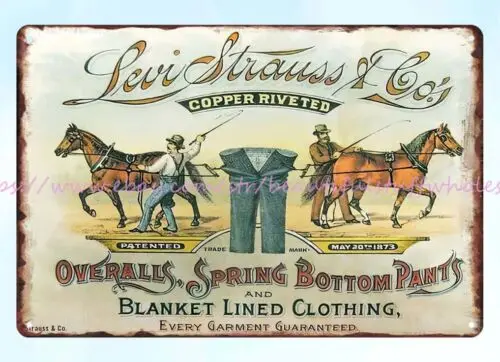 tin bar signs 1873 Overalls Spring Bottom Pants horse lover gift metal tin sign