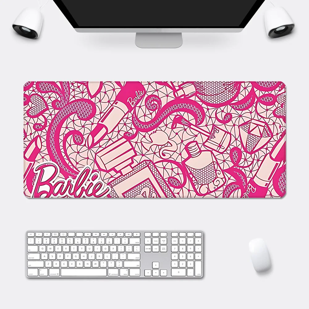 Podkładka pod mysz Cute Cartoon Pink Doll HD Printing Computer Gamers Locking Non-slip Mouse Pad XXL90x40cm B-BarbieS Keyboard PC Desk Pad