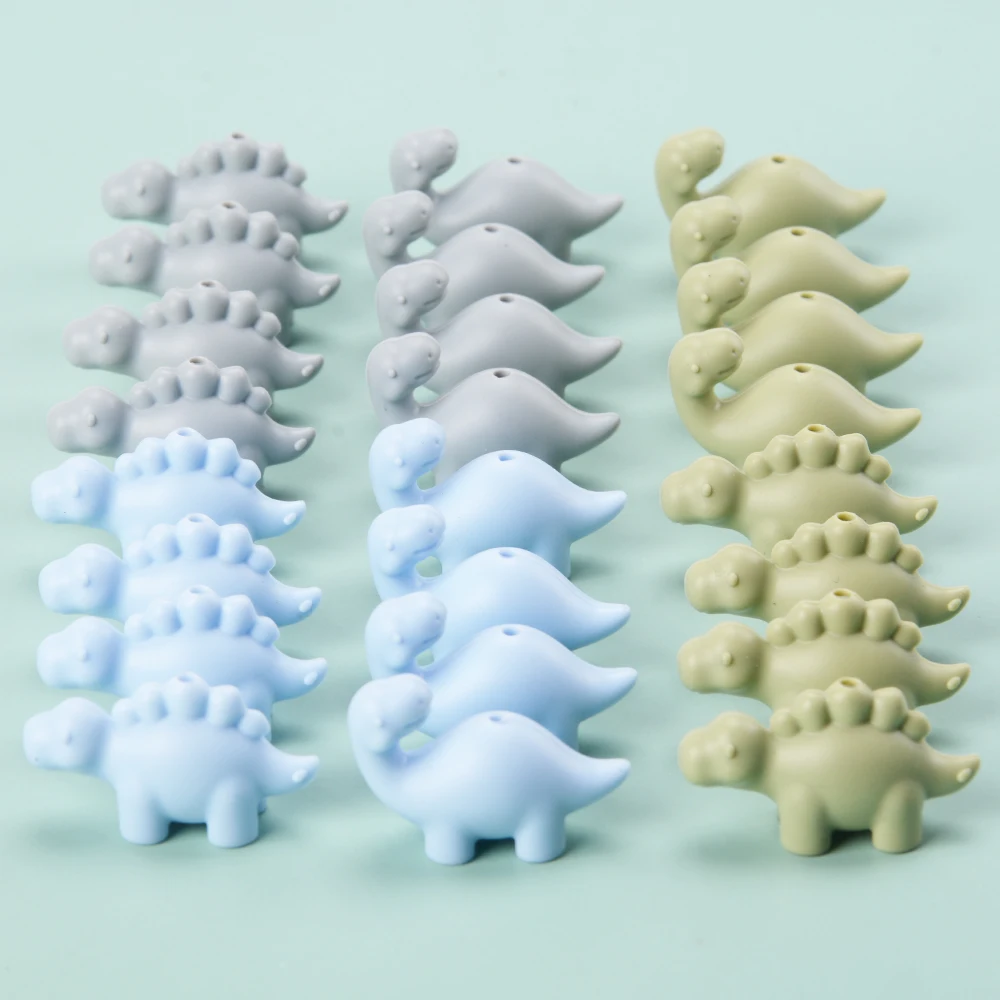 LOFCA 24Pcs food grade mini silicone dinosaur beads Cute cartoon Rodent BPA-Free Teething necklace Care DIY jewelry toys