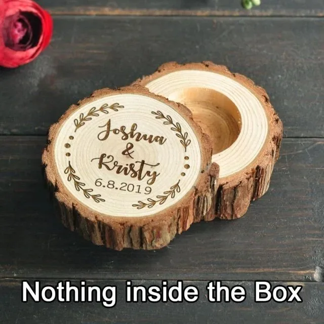 Personalized Wood Wedding Ring Box with Name & Date,Custom Rustic Ring Box Storage Case Anniversary,Engagement,Wedding Gifts