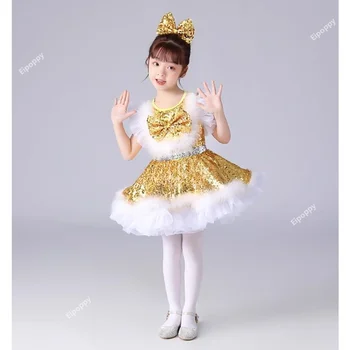 نمط جديد الترتر فستان رقص الفتيات الاطفال ملابس رقص فتاة الاطفال الزي المشجع زي ملابس الرقص الفتيات