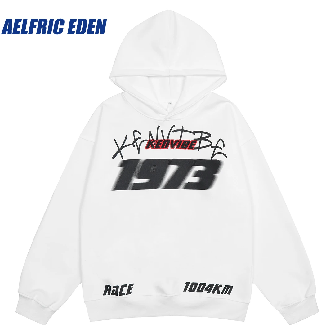 

Aelfric Eden Vertigo Number Print Embroidered Hoodie Y2K Harajuku Streetwear "SPEED" Letter Pullover Retro Loose Casual Hoodie