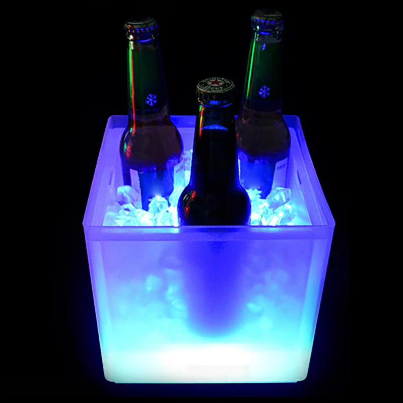 RGB  Ice Bucket Wine Cooler 3.5L Ice Bucket Double Layer Square Champagne Wine Drinks Beer Bucket Chic  Decor Accessories Koozie