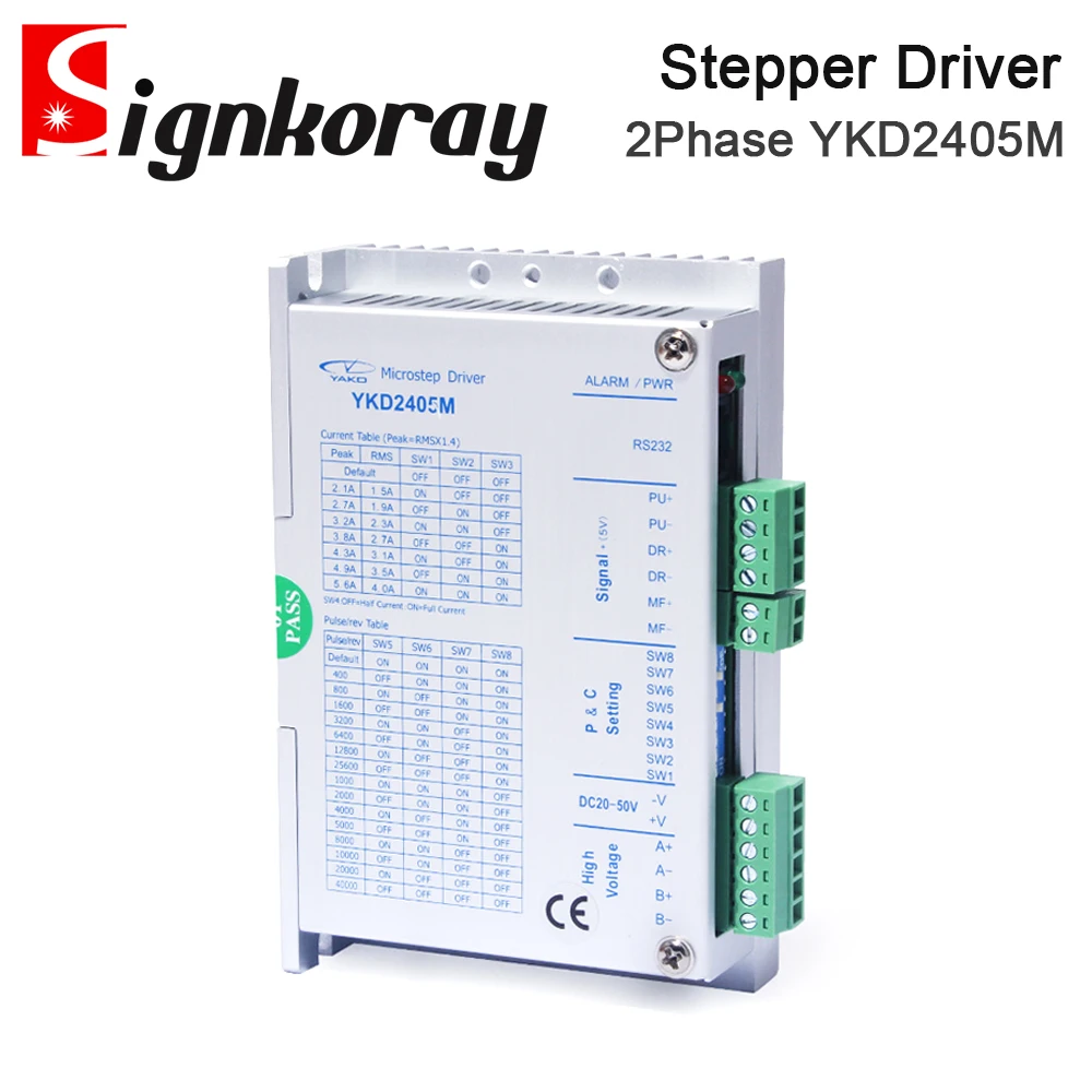 

SignkoRay YAKO Stepper Motor Driver YKD2405M 2Phase Inout Voltage 20-50VDC for Co2 Laser Cutting and Engraving Machine