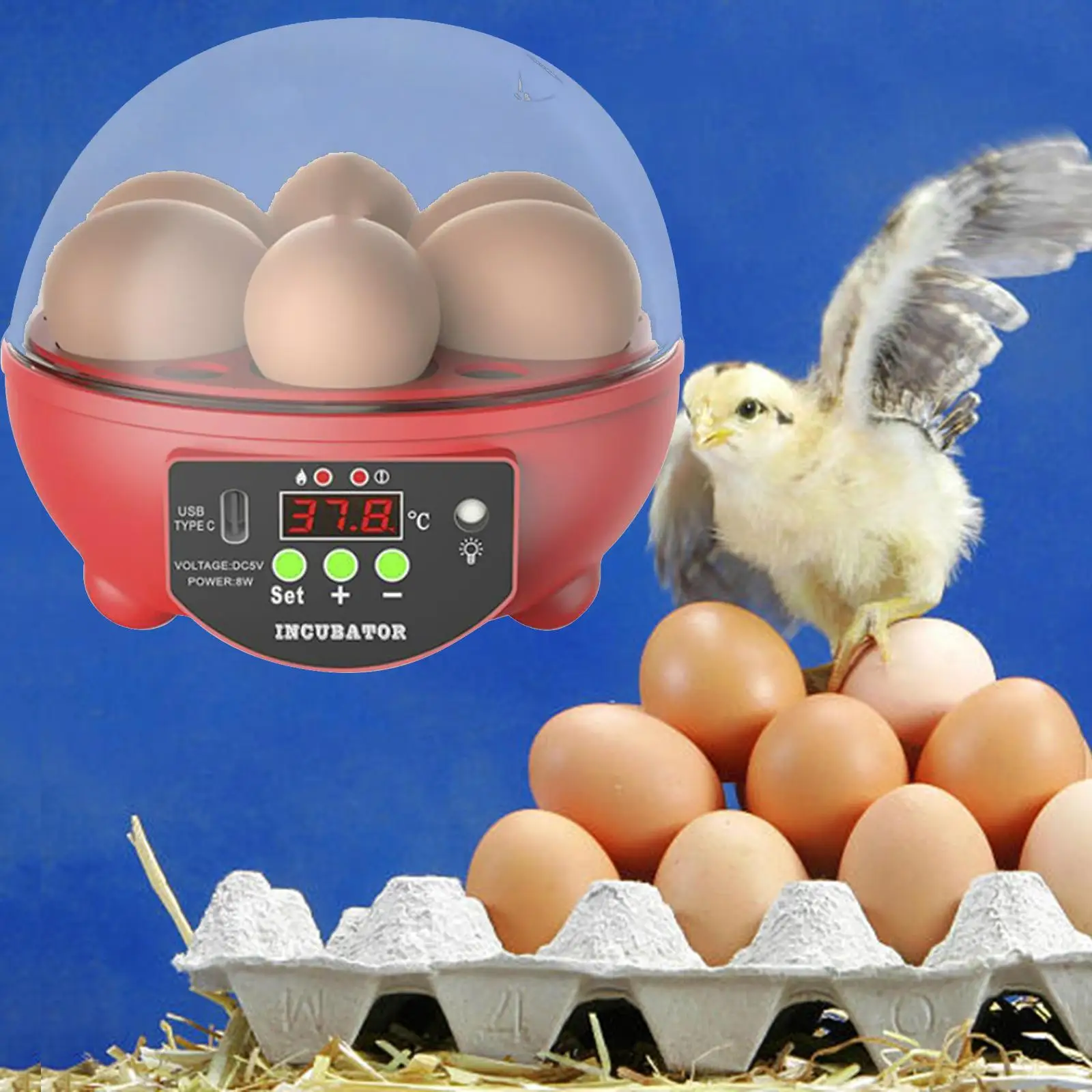 

weddingfavor2016 USB 6 Eggs Incubator Automatic LED Display Hatcher Machine for