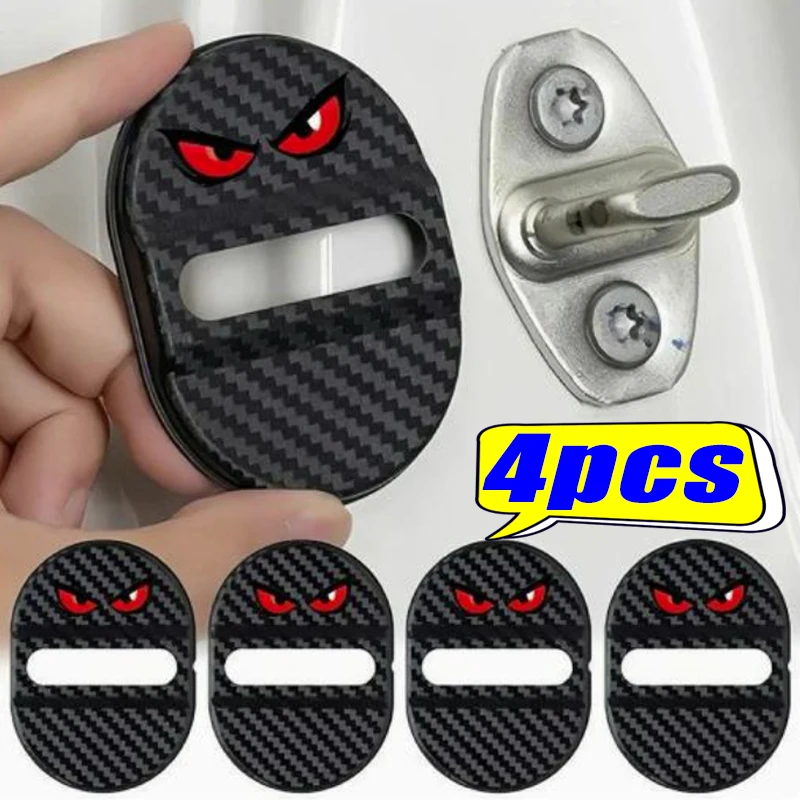 Car Door Interior Modification Lock Buffer Pad Devil Eyes Decor Sticker Auto Door Latch Silent Shock-absorbing Silicone Cushion