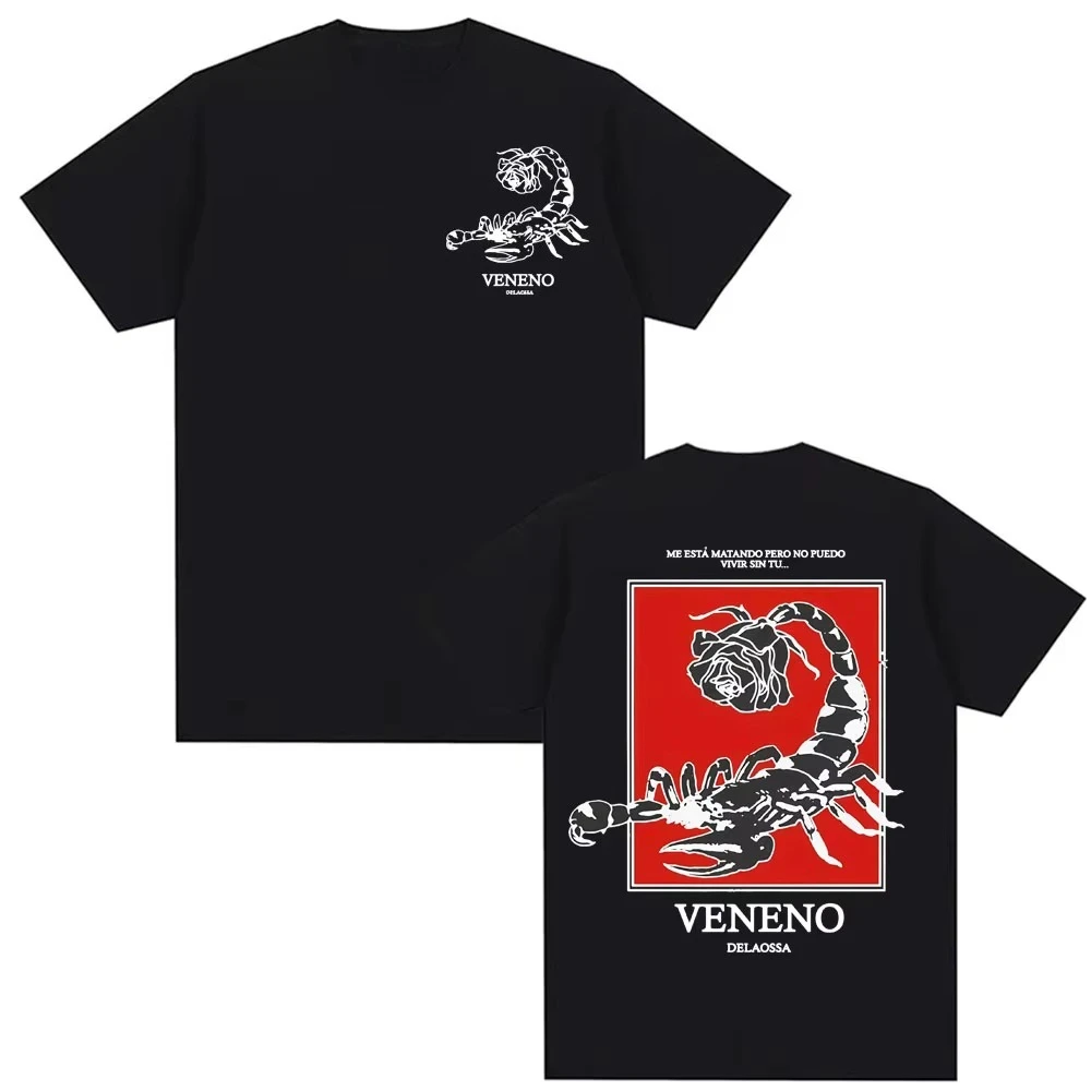 Camisetas con gráficos del álbum Rapper Delaossa Veneno 2026, ropa para hombre, camiseta gótica de moda Hip Hop, camiseta de algodón puro de alta calidad para hombre