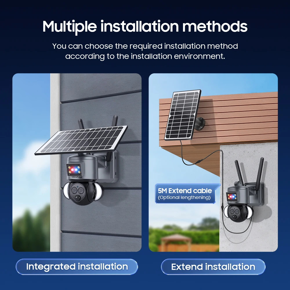 SHIWOJIA Solar Camera 4G sim Card 4K 8MP Dual Lens 12X Optical Zoom Outdoor WIFI Solar Panel Humanoid Tracking CCTV Camera Alarm