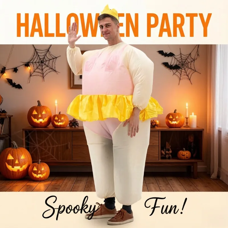 Adult Inflatable Sumo Ballet Costume, Halloween Funny Role Play Outfit, Stage Performance Dress for Holiday Party Show Carnival view 3