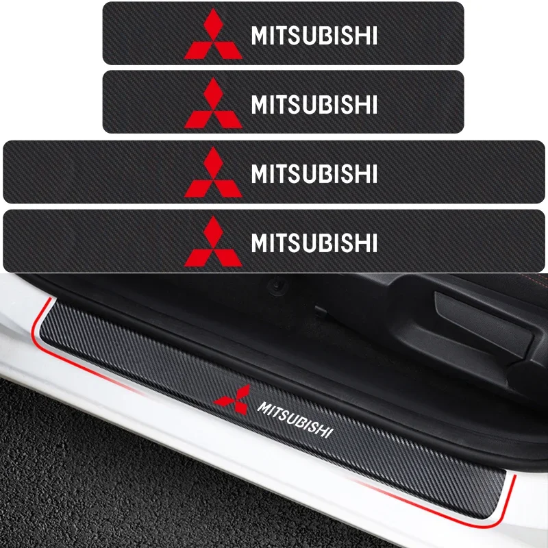 

Universal Car Door Plate Entry Guard Carbon Fiber Decals for Mitsubishi Triton L200 Pajero Sport Exterior Styling 4pcs
