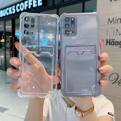 Card Holder Wallet Clear Case For Samsung S23 S22 Ultra A05 A54 A52S 5G A53 A34 A51 A71 A13 A12 A32 A50 A21S A03 A30S Case Cover