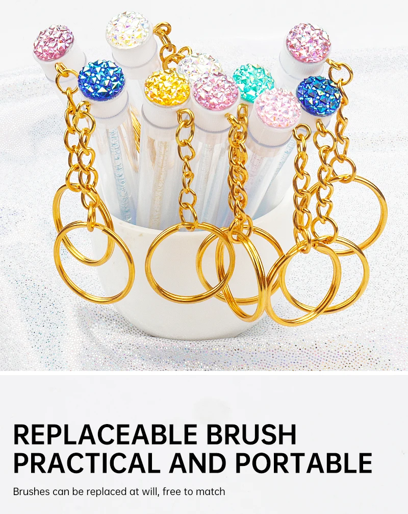 10/20 Stuks Buis Wimper Borstel Met Gouden Sleutelhanger Glitter Mascara Wand Voor Lash Extension Clear Micro Kam container Make-Up Tool