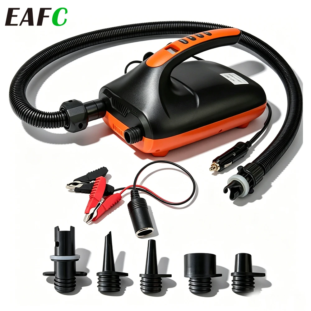 EAFC 12V SUP-Board-Pumpe, 16/20 PSI, tragbare elektrische Zweistufen-Luftpumpe zum Aufpumpen für Stand-Up-Paddle-Boards, PVC-Boote, Matratzen