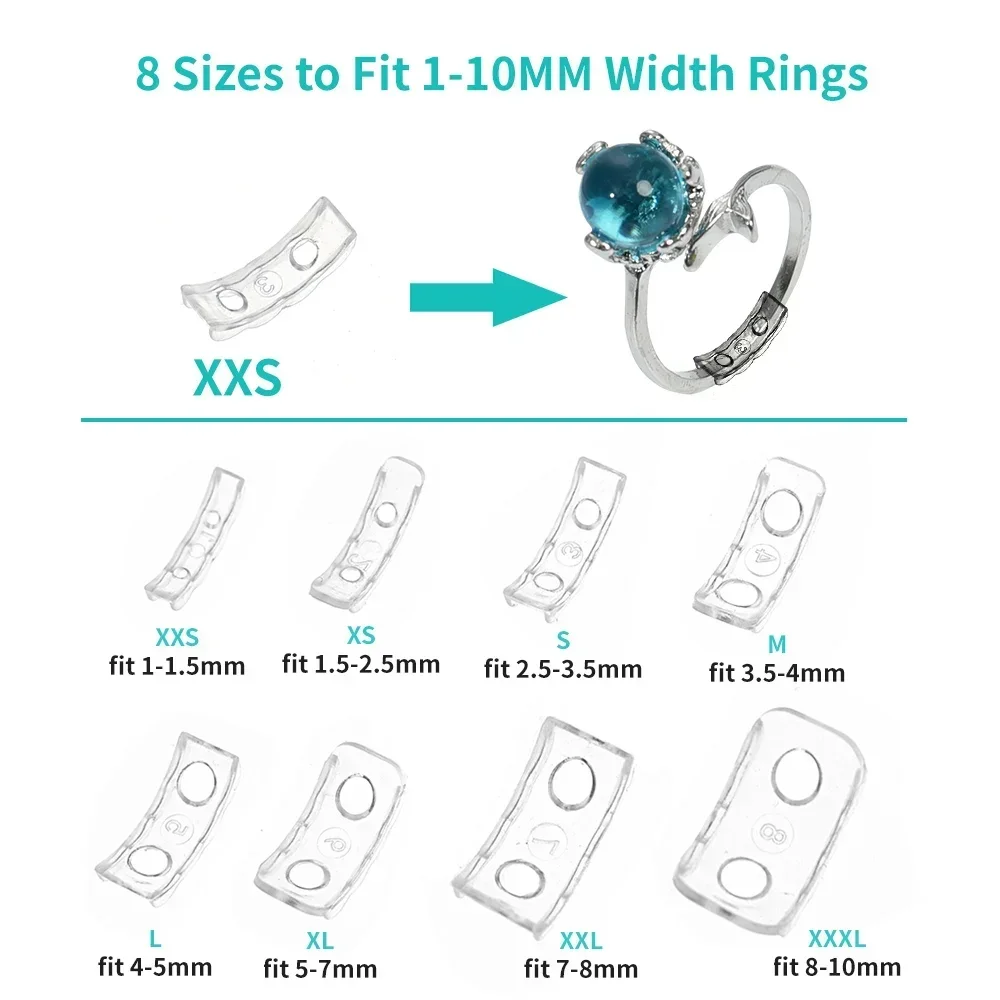 8-maten siliconen onzichtbare heldere ringmaat Resizer losse ringen reducer ring sizer geschikt voor elke ringen sieraden gereedschap spanner